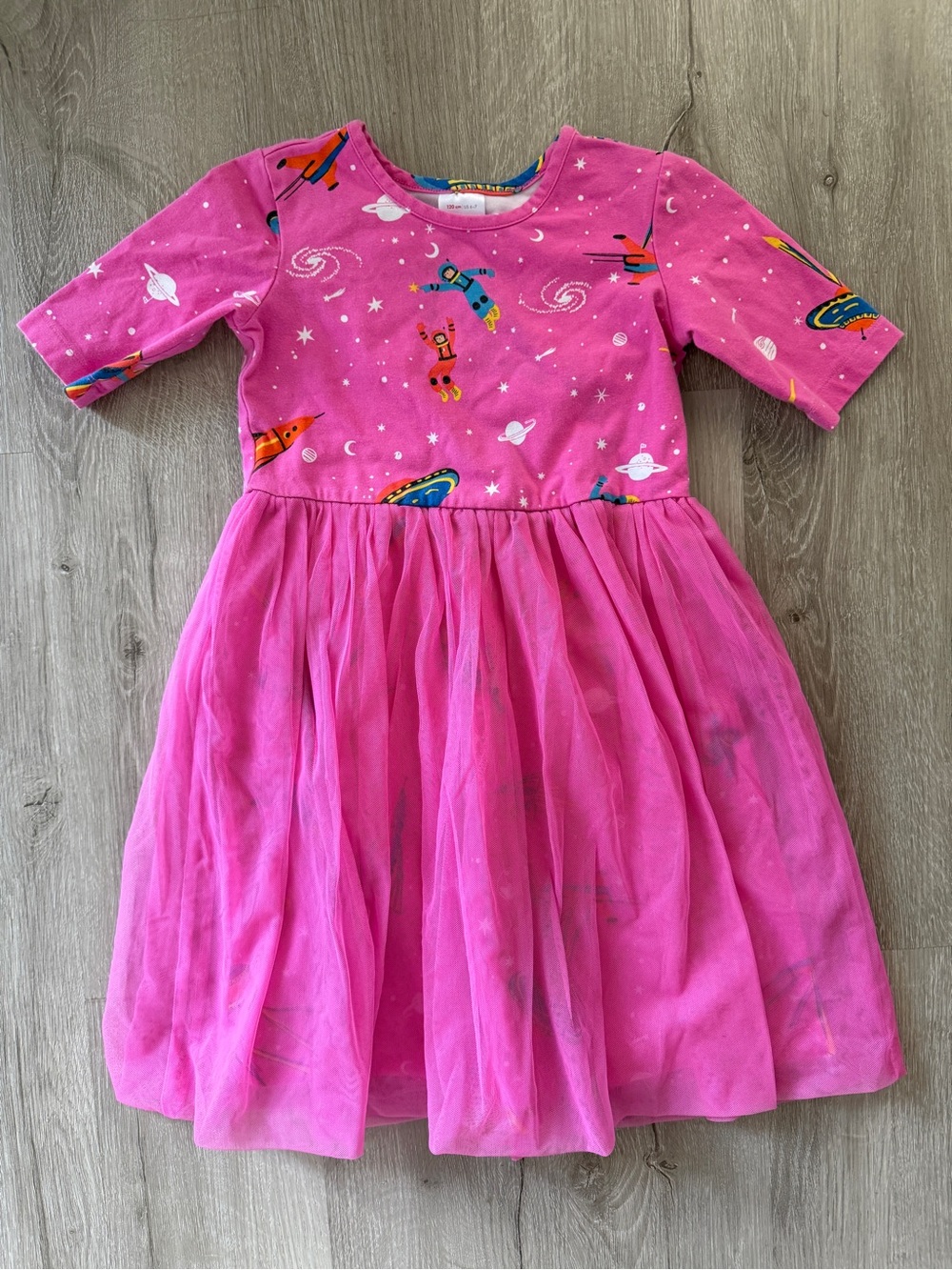 Hanna Andersson Pink Outer space Tulle Dress 120 6-7 years